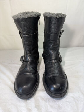 Calvin Klein Gian black Moto Biker Boot Mens Size 10M shearling